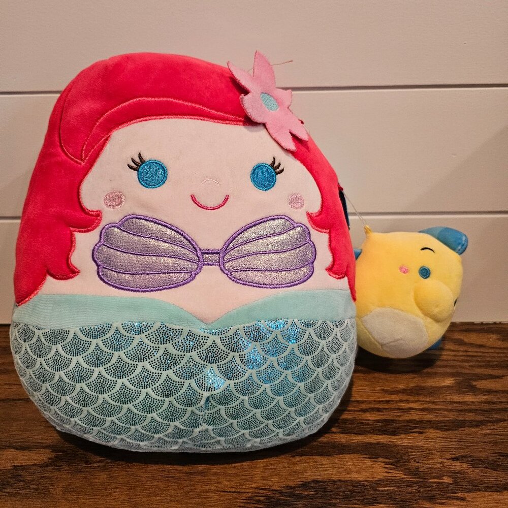 Squishmallows 10 inch Ariel and 3 inch Flounder